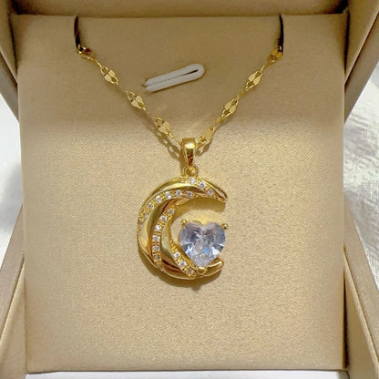 Collana con ciondolo a forma di cuore in stile elegante, design cavo, regalo per la festa della mamma, adatto ai migliori amici senza scatola