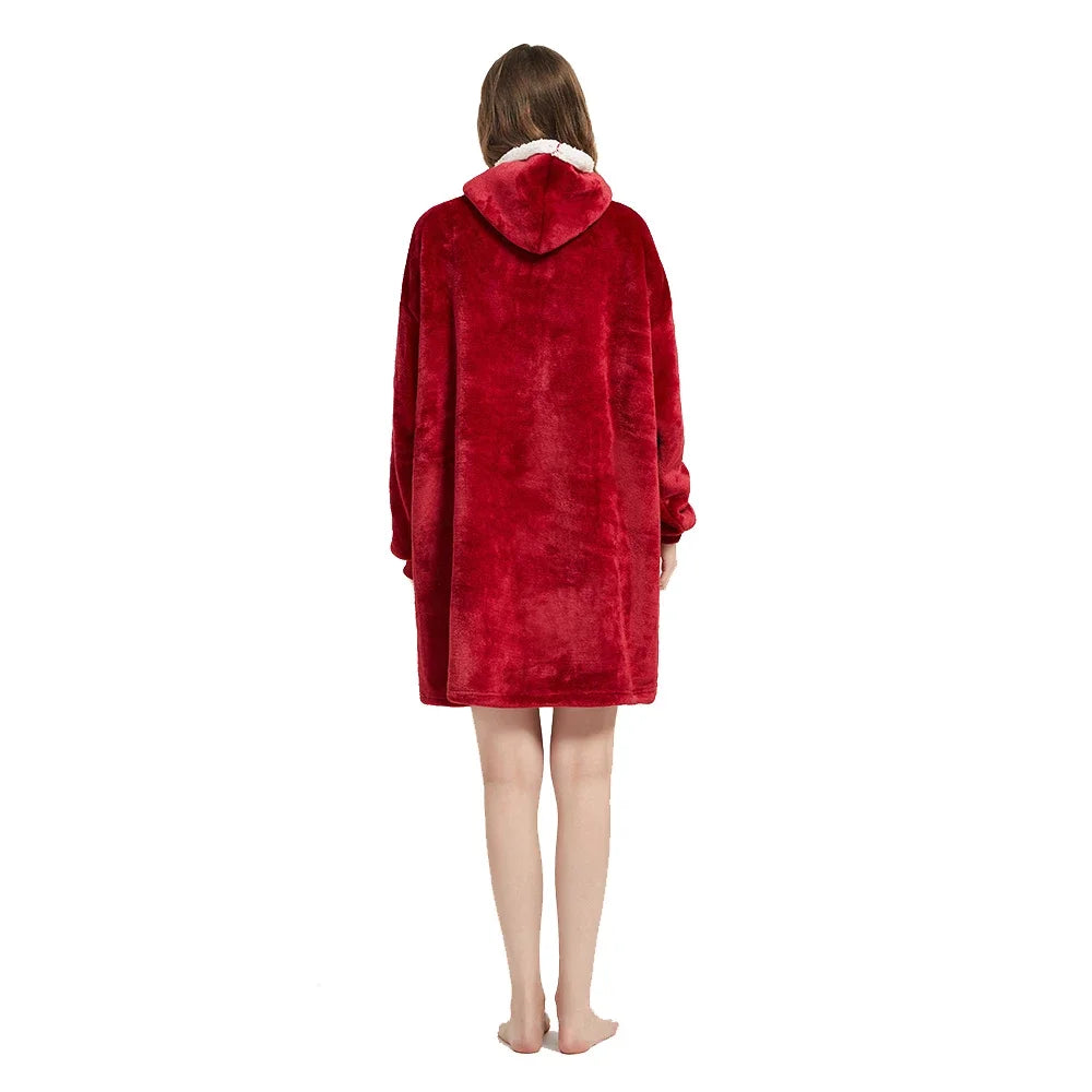 Coperte indossabili invernali Coperta morbida e calda Felpa con cappuccio Donna Uomo Pullover Coperte TV giganti oversize in pile