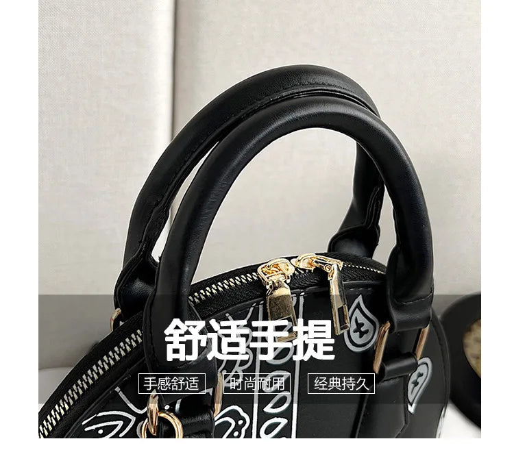 Borsa a conchiglia da donna in pelle PU retrò borsa a tracolla da donna con tracolla a fiori di anacardi estivi Set femminile borse a mano con manico piccolo