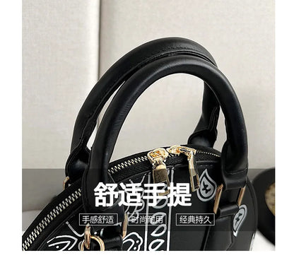 Borsa a conchiglia da donna in pelle PU retrò borsa a tracolla da donna con tracolla a fiori di anacardi estivi Set femminile borse a mano con manico piccolo