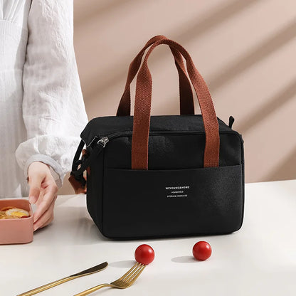 Borsa da pranzo portatile per donna OL Borsa da pranzo termica isolata Tote Cooler Borsa Bento impermeabile Borse a tracolla per alimenti da ufficio