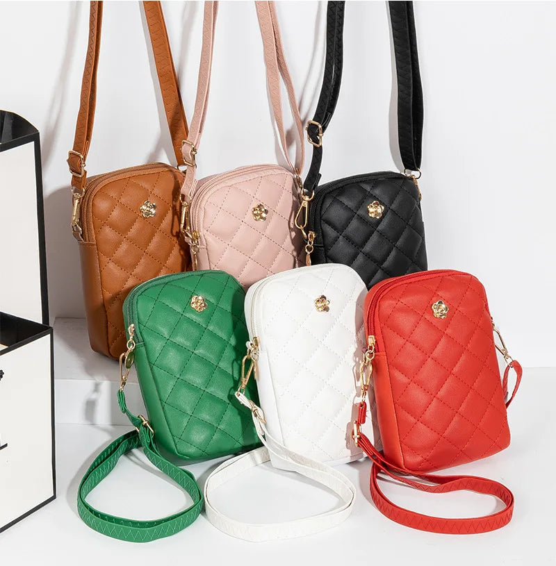 Nuovo 2025 Nuova borsa a tracolla in PU Borse centinaia e semplici Mini borsa per cellulare da donna Borse a tracolla Borse quadrate piccole estive