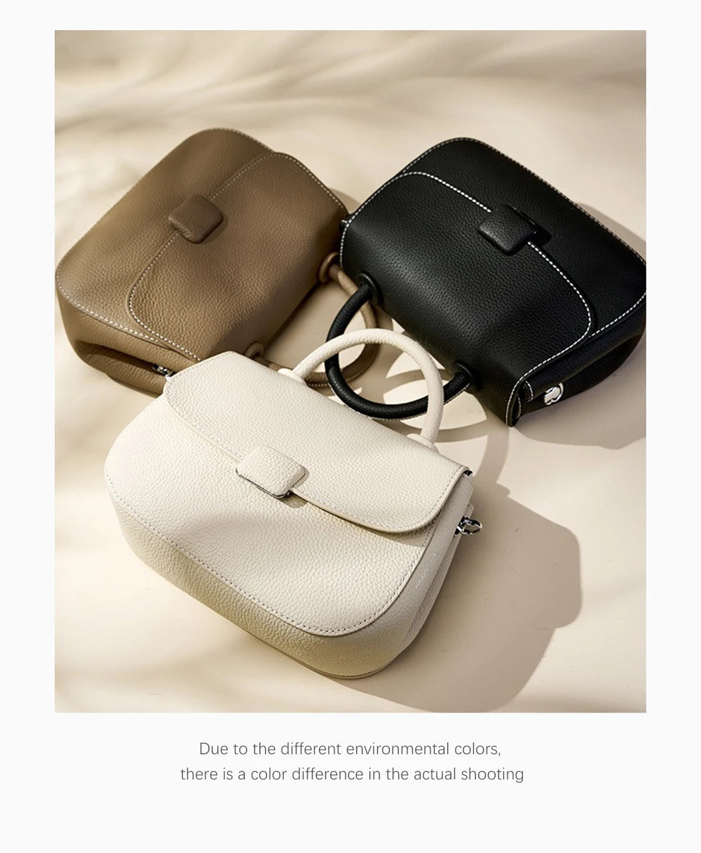 Zency Borsa a tracolla piccola semplice in vera pelle con manico superiore Borsa a tracolla firmata da donna Borsa a tracolla Bolsa 2025 Sac
