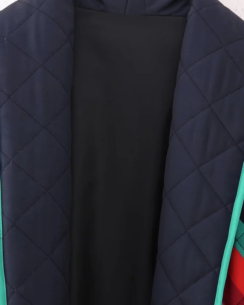 Giacca in cotone da donna, moda invernale, multicolore, aperta sul davanti, a maniche lunghe, con polsini larghi, stile trendy, abbigliamento casual