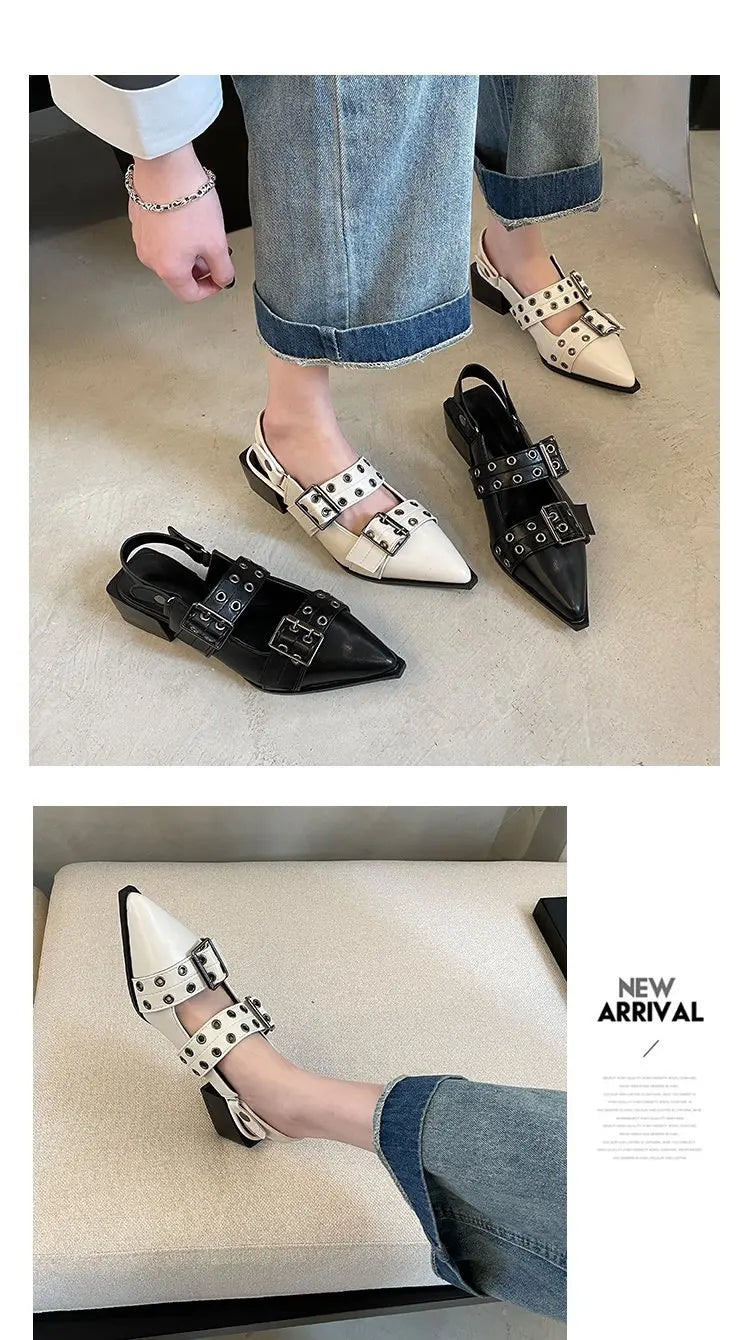 2023 Damen Sommersandalen Damen Ballerinas Spitznieten Einzelne Schuhe Plateau Damen Sandalen zapatos de mujer Trend