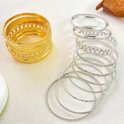 Set da dieci pezzi di eleganti gioielli con bracciale per banchetti nuziali color oro e argento folk bohémien retrò a faccia larga
