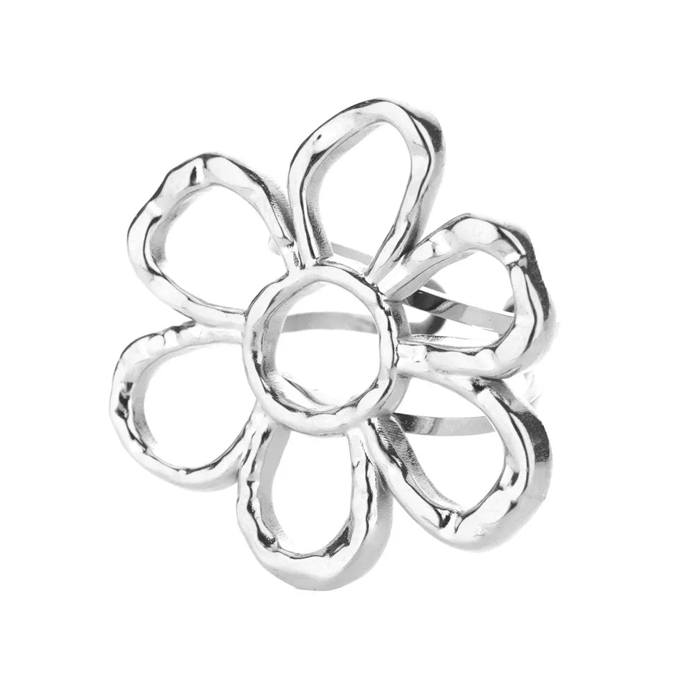 Anelli con fiori grandi esagerati in acciaio inossidabile per le donne Anello da dito con girasole color oro Regalo di gioielli estetici di moda femminile