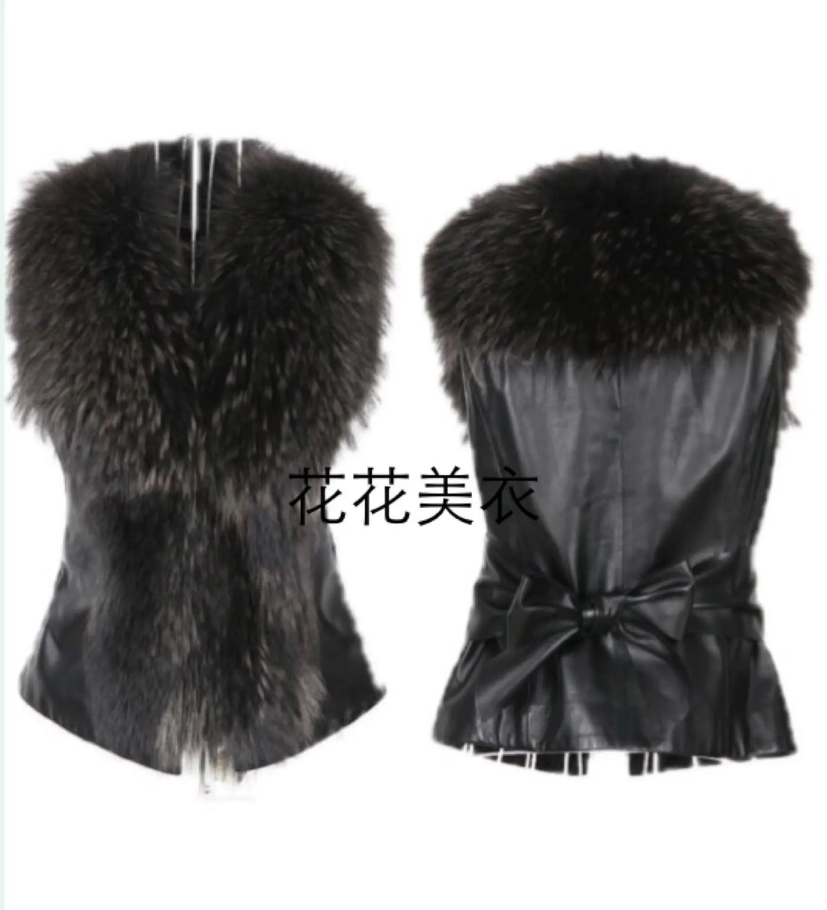 Nuove donne di inverno gilet di pelliccia femminile gilet di pelle PU 2026 nuove signore in pelle PU splicing collo di pelliccia di volpe sintetica giacca senza maniche