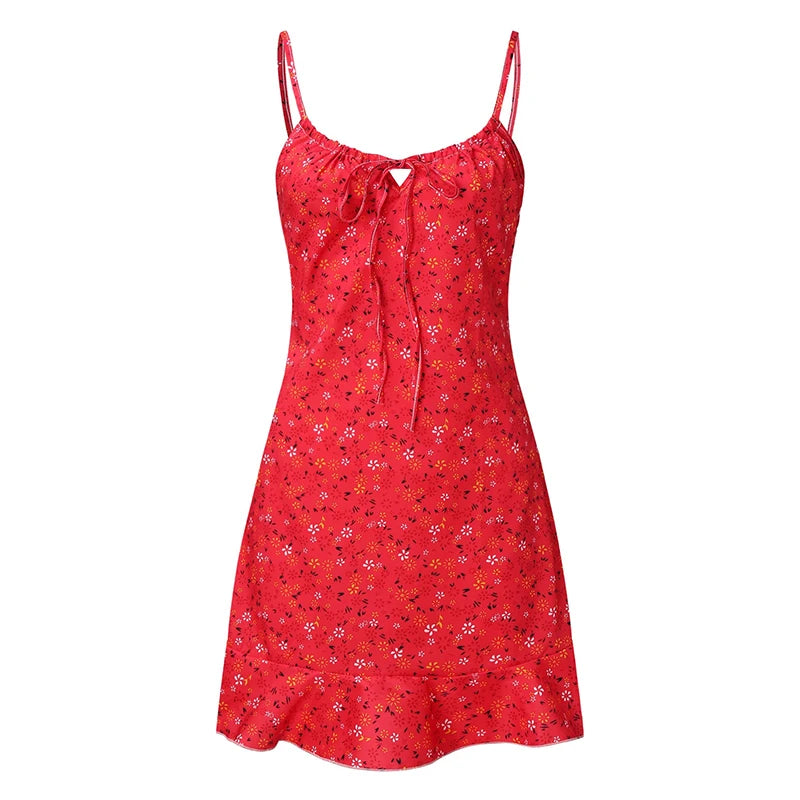 Gonna comoda estiva da donna, sexy, casual, per la casa, con piccola canotta floreale