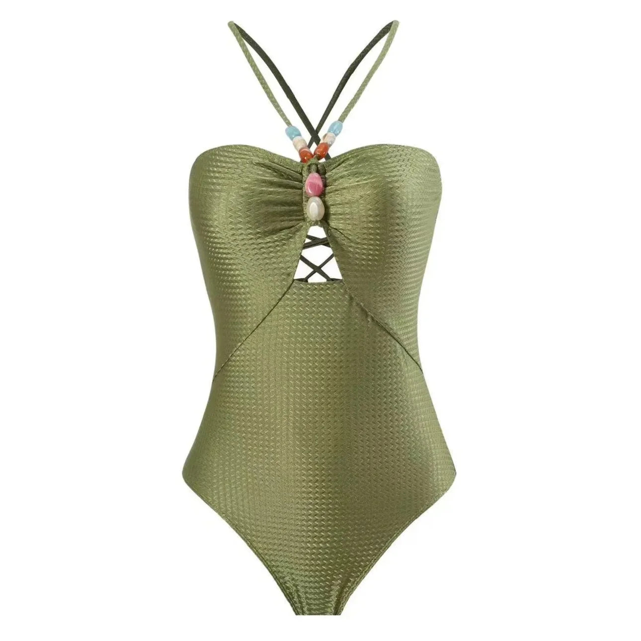 Printed One-Piece Bikini Set Women's Beachwear Tummy Covering Slimming Southeast Asian Sun Protection Style