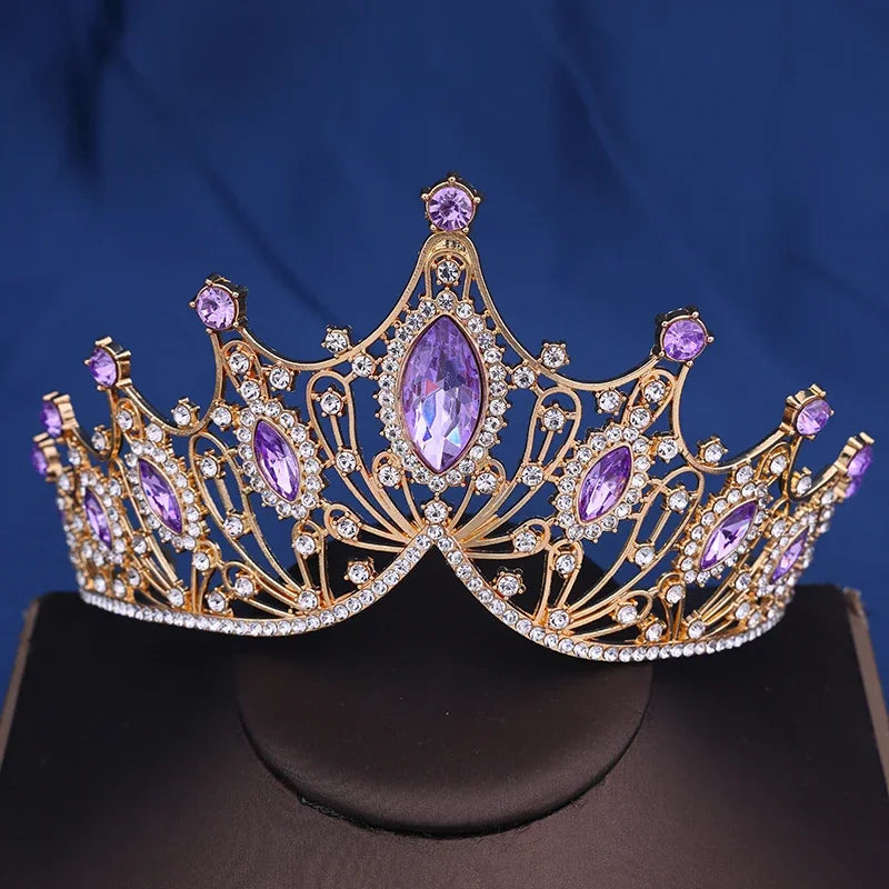 Corona da sposa Barocca Vintage Principessa Regina Copricapo Tiara di cristallo per le donne Corona da sposa Accessori per capelli Gioielli