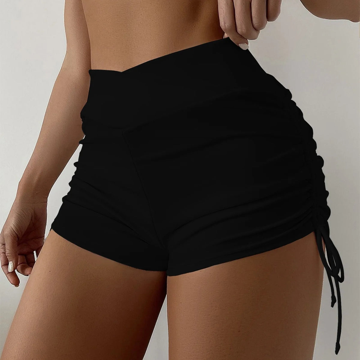 Pantaloni corti Costume da bagno bikini da donna Fondo costumi da bagno Cravatta laterale regolabile Costume da bagno Pantaloncini femminili solidi Vita media Estate