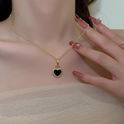 Collana vintage con ciondolo a forma di cuore a doppia faccia per donna, ragazza, catena clavicola, girocollo, nuova moda, gioielli alla moda, regalo per feste