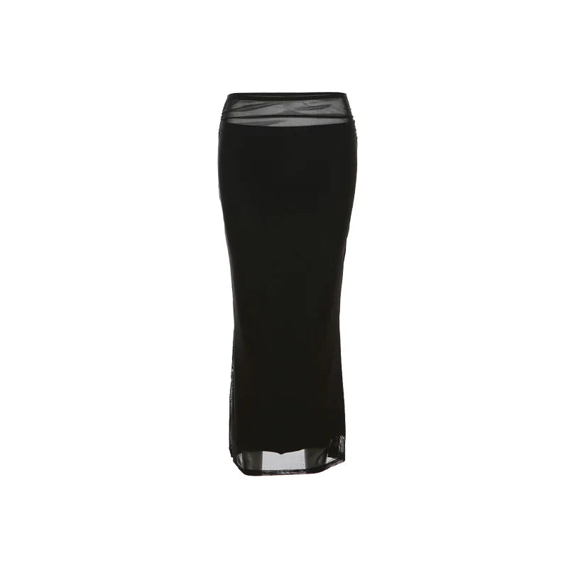 Sylcue Nero Semplice Tutto-fiammifero Casual Pendolari Estate Viaggi di Strada Fresco Gioventù Vitalità Stretto Sexy Gonna da Donna ad Alta Elasticità
