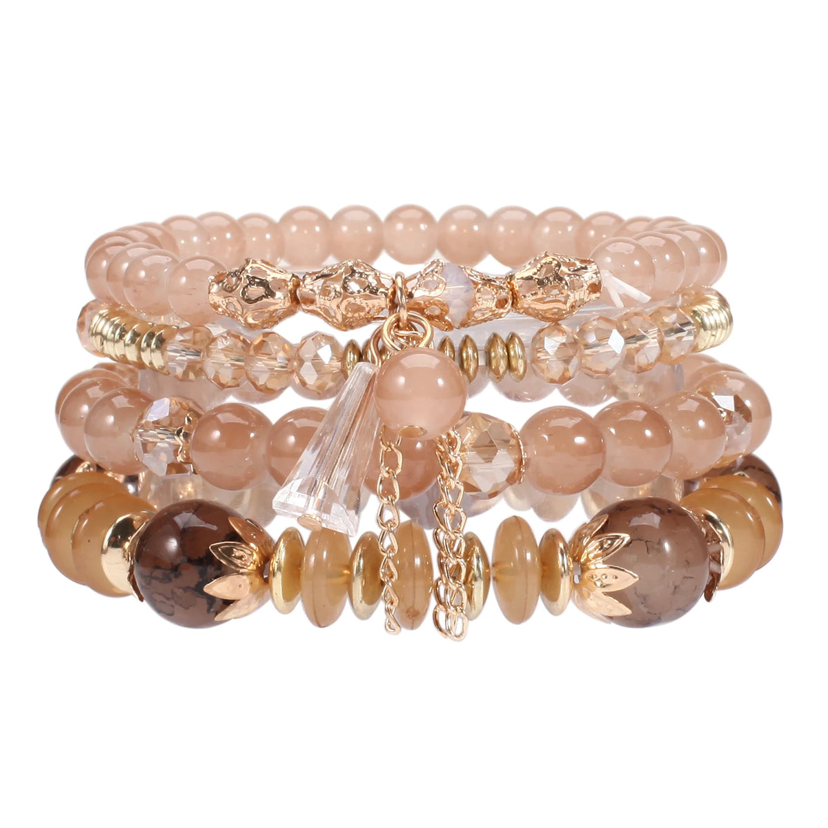 Braccialetti bohémien con perline impilabili per donna Braccialetti elasticizzati con ciondolo a forma di braccialetto multistrato