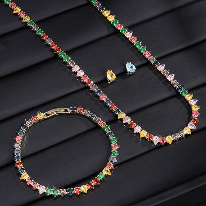 ZAKOL Gorgeous Buling AAA Clear Round Cubic Zirconia Collana da sposa Orecchini Set di gioielli da festa per le donne
