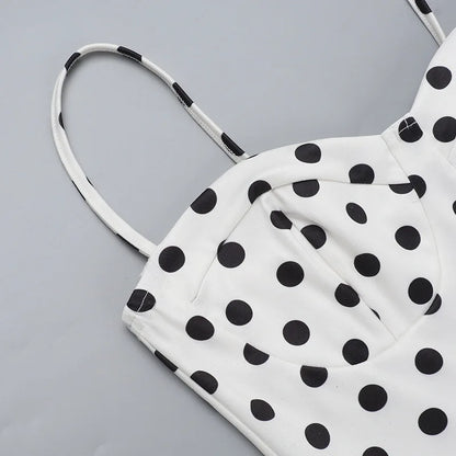 Abito con bretelle a pois Abito estivo da donna nuovo stile senza vita senza maniche Avvolgente sul petto Abito avvolgente a pieghe slim fit Ropa Mujer