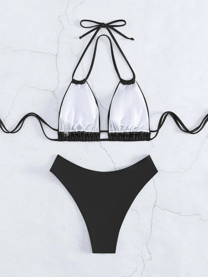 Costume da bagno bikini solido in nylon Costume da bagno sexy con modellazione di moda da donna 2025 Nuovo stile da spiaggia per costume da bagno