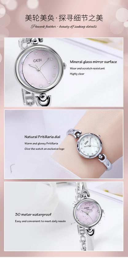UTHAI W34 Orologio da polso da donna Luce di lusso Semplice squisito quadrante rotondo Orologio impermeabile Lady Fashion Orologi al quarzo coreani