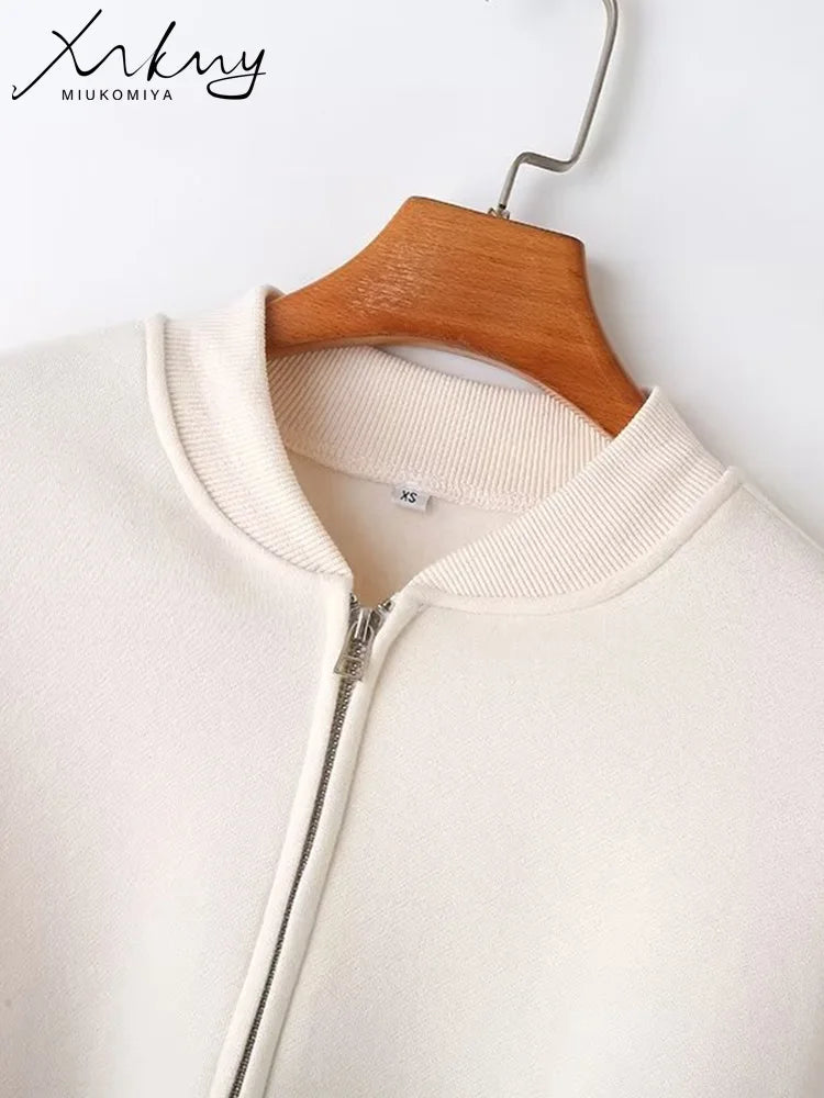 Abito caldo per le donne Pantaloni sportivi Set Inverno 2 pezzi Giacca e pantaloni in pile spesso con cerniera Set Tuta da donna in velluto per le donne
