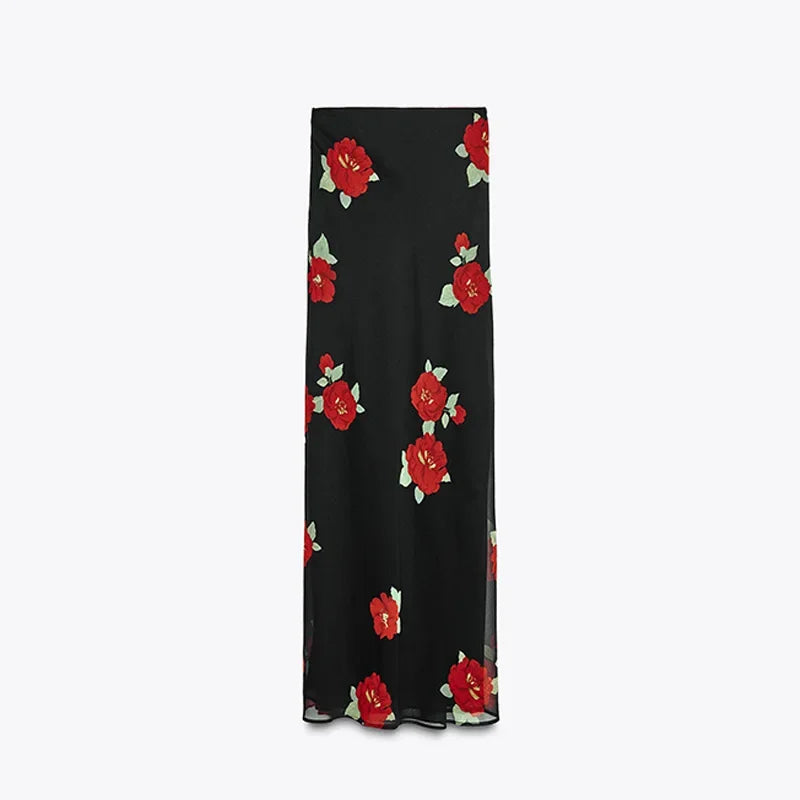 Ensembles jupe-top élégants imprimés à volants pour femme, débardeur sexy sans manches et sans dos, jupes longues 2025, tenues de plage pour femme