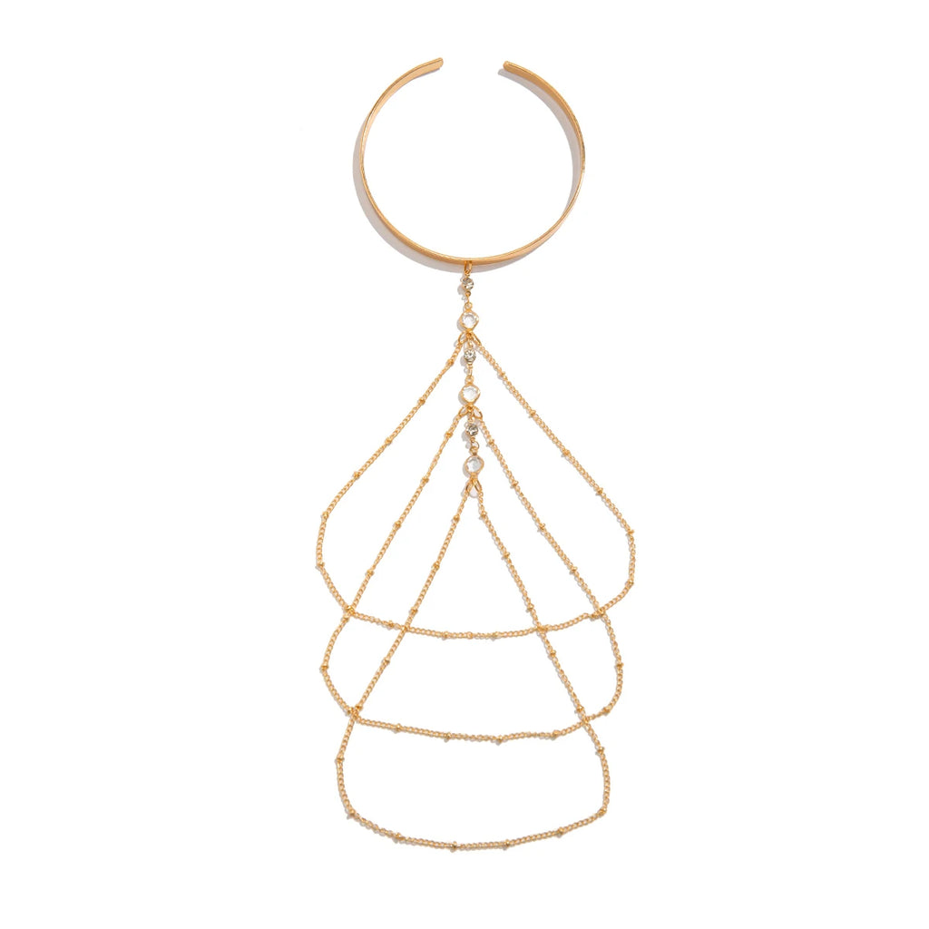 Ingemark 17 Stili Boho Ciondolo in cristallo Braccialetti aperti per le donne Wed Bridal Goth Nappa Braccialetti con braccio a maglie Regalo di gioielli per feste