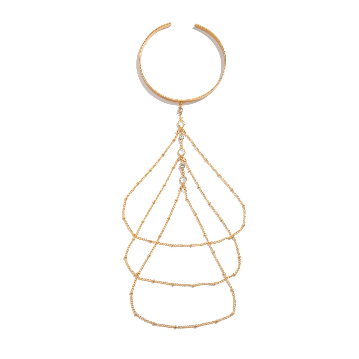 Ingemark 17 Stili Boho Ciondolo in cristallo Braccialetti aperti per le donne Wed Bridal Goth Nappa Braccialetti con braccio a maglie Regalo di gioielli per feste