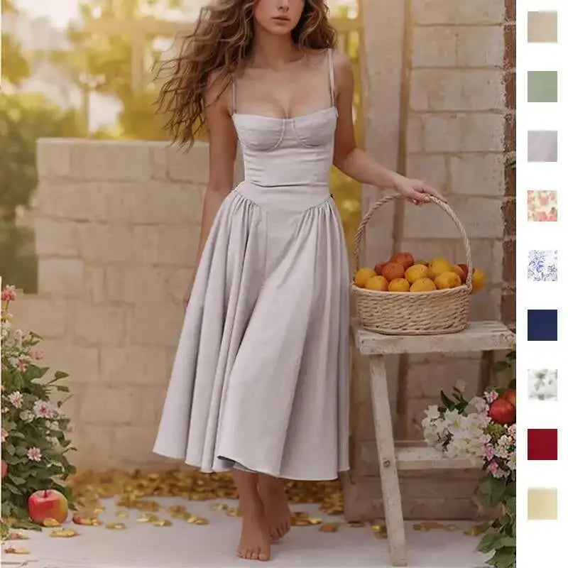 Robe longue bohème sexy d'été pour femme, luxueuse et élégante, col en V, sans manches, robe de plage à fleurs pour femme 2025