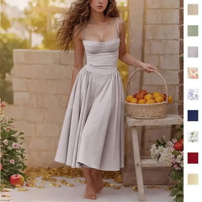 Robe longue bohème sexy d'été pour femme, luxueuse et élégante, col en V, sans manches, robe de plage à fleurs pour femme 2025