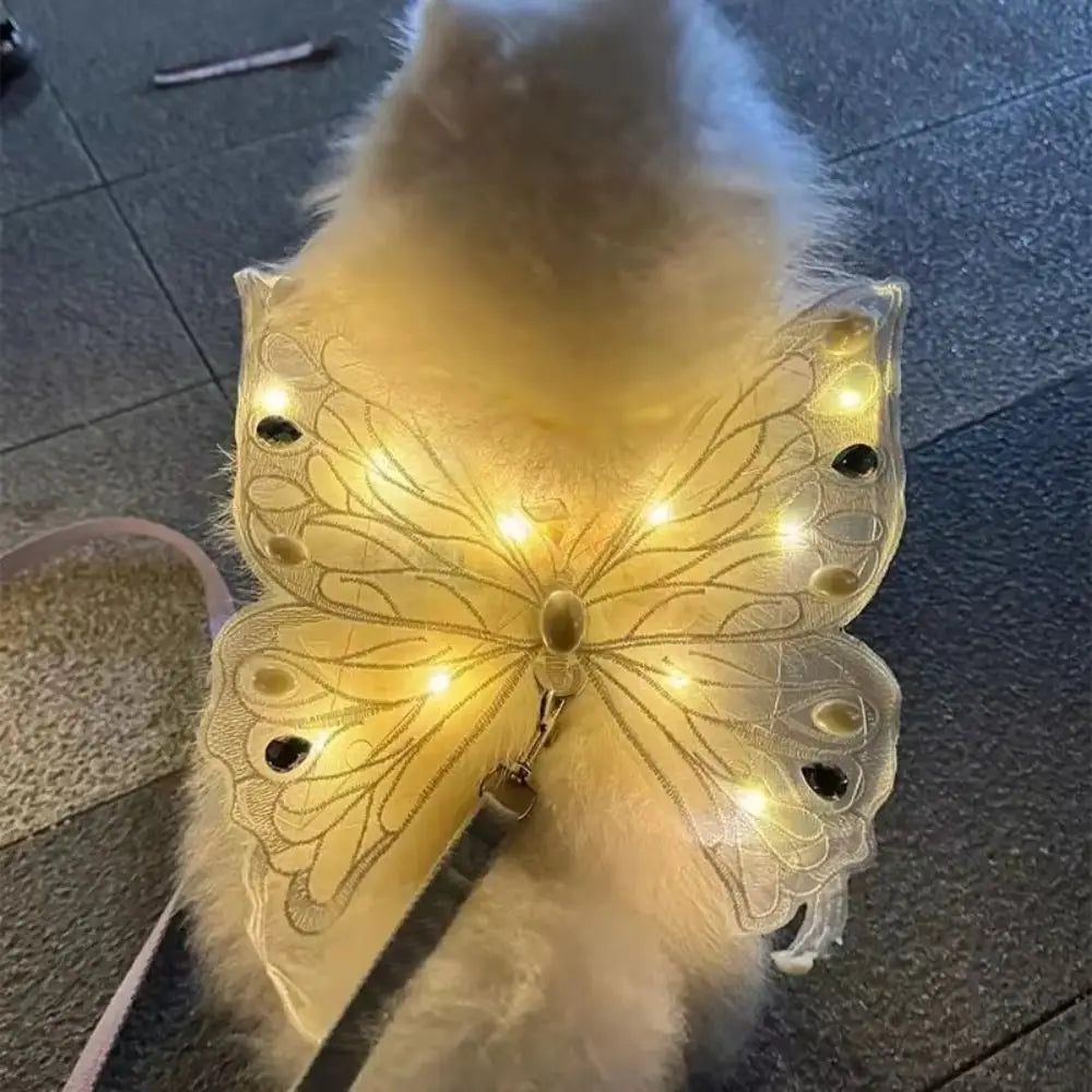 Simpatica farfalla luminosa con ala di cane per decorazione posteriore per animali domestici di piccola taglia e media, regalo dolce per animali domestici