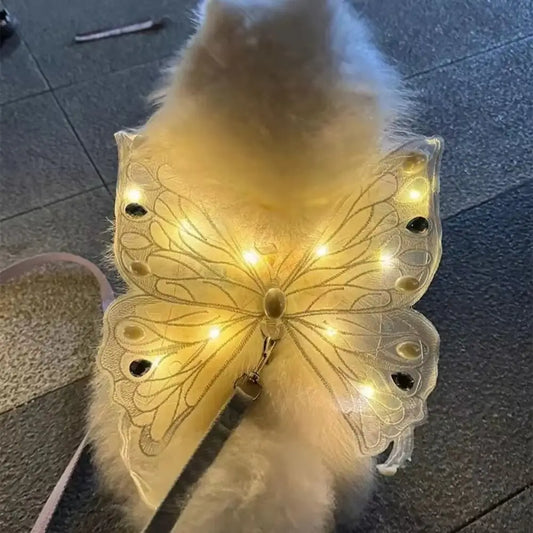 Simpatica farfalla luminosa con ala di cane per decorazione posteriore per animali domestici di piccola taglia e media, regalo dolce per animali domestici