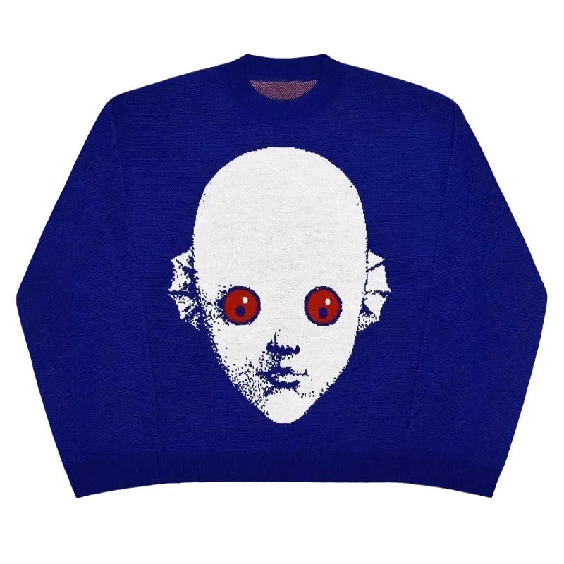 Nuovo maglione lavorato a maglia Hip Hop Street europeo e americano Felpa con cappuccio stampata gotica da uomo Maglione con cappuccio Harajuku autunnale