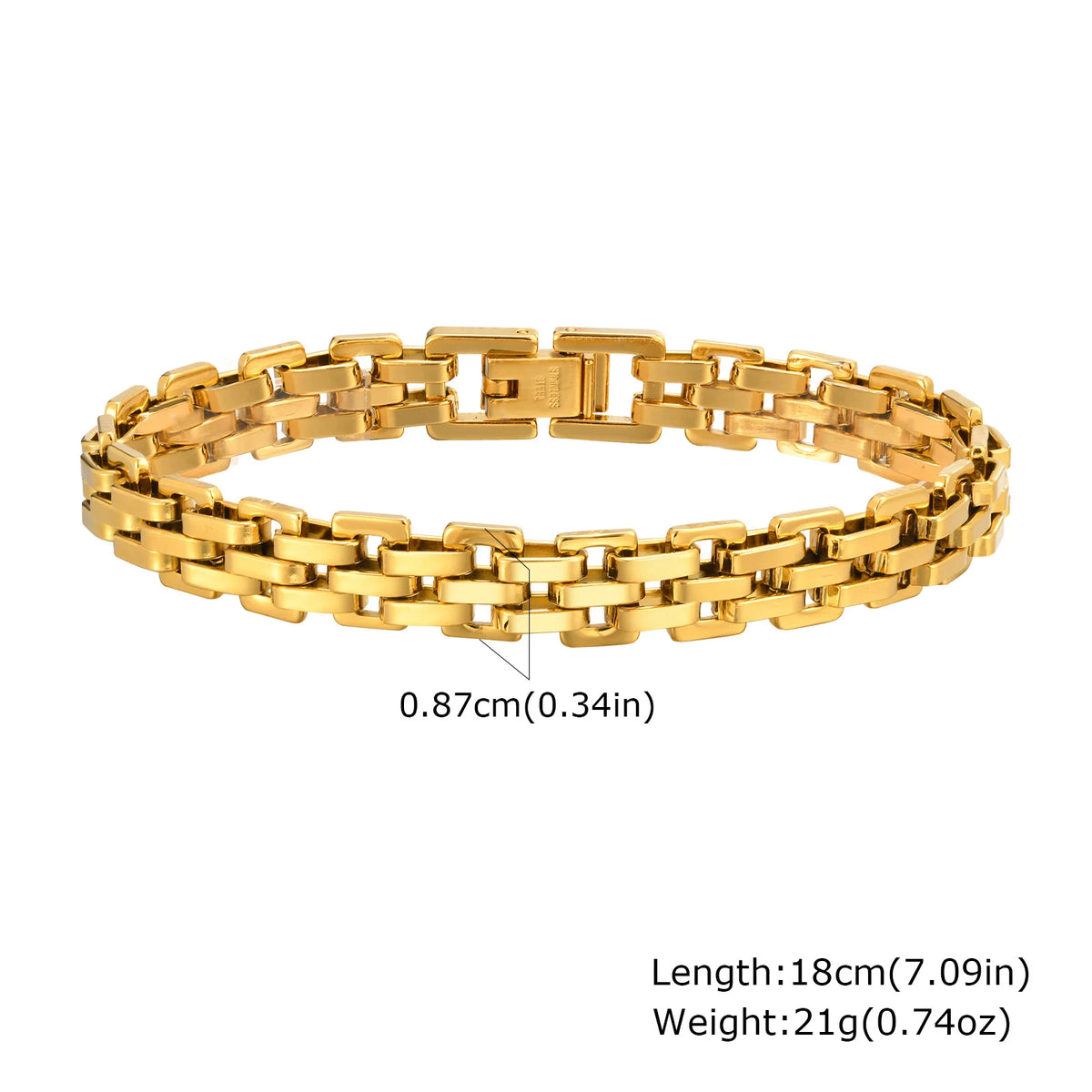 Braccialetti a ginocchiera robusti e audace da donna, bracciale a catena a maglie con fibbia OT in acciaio inossidabile placcato oro senza appannamento