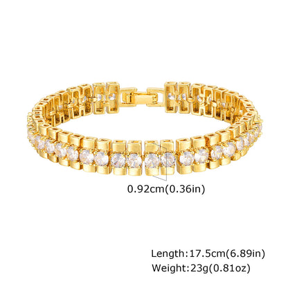 Bracciale a catena con graffetta Cinturino per orologio con zirconi placcati in oro 14 carati Collegamento grosso Gioielli impilabili regolabili per regalo per ragazza da donna