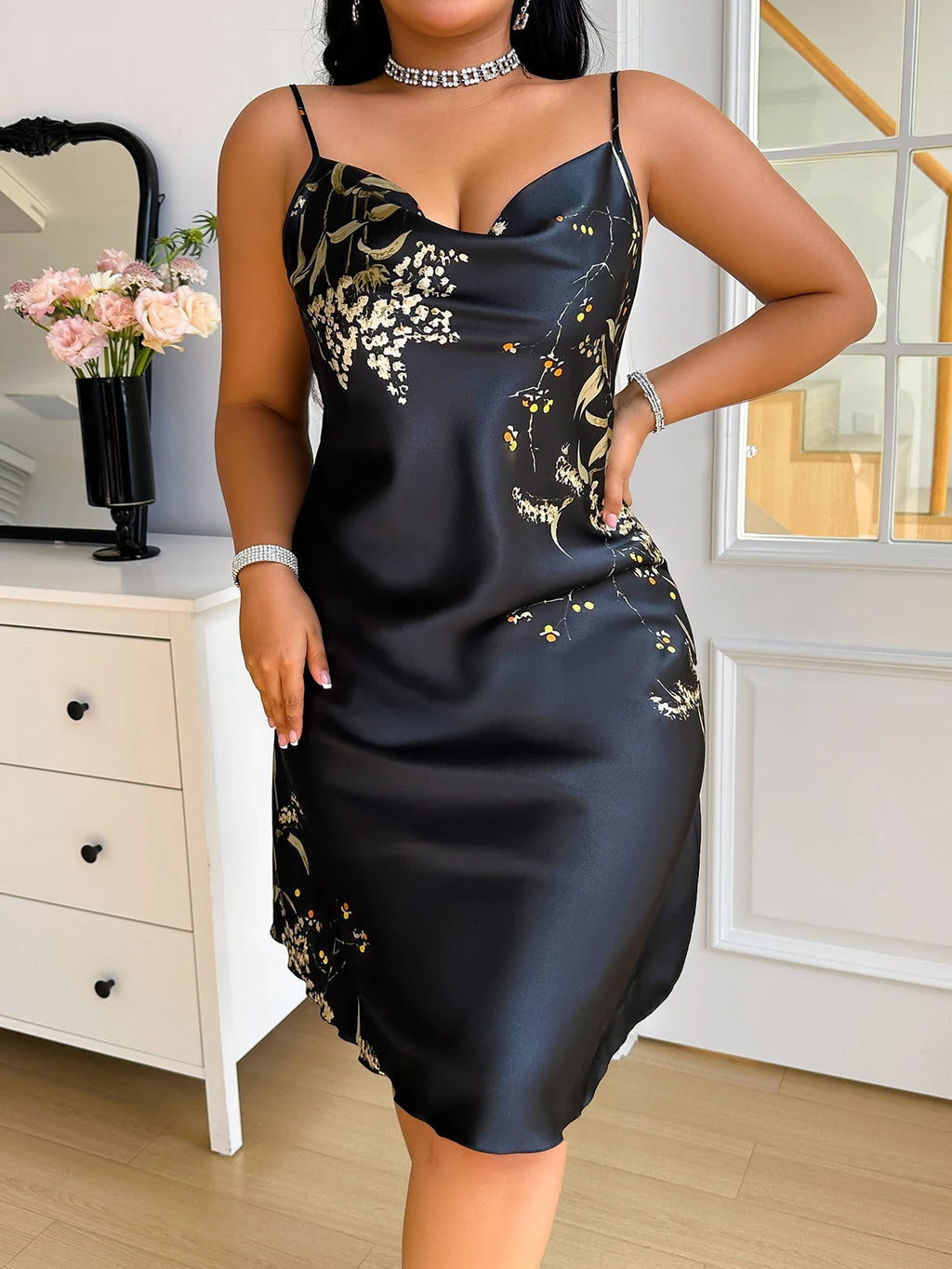 Vintage Cherry Print Ladies Nightdress Sexy Fashion Plus Size Women Pajamas