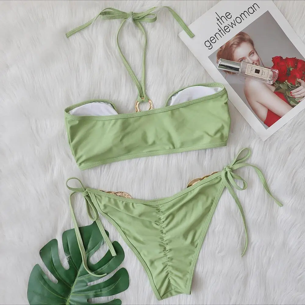 nuovo costume da bagno in due pezzi con strass 2026 cristallo di lusso perizoma Sexy perizoma Bikini Set costumi da bagno da donna costume da bagno Sexy da spiaggia