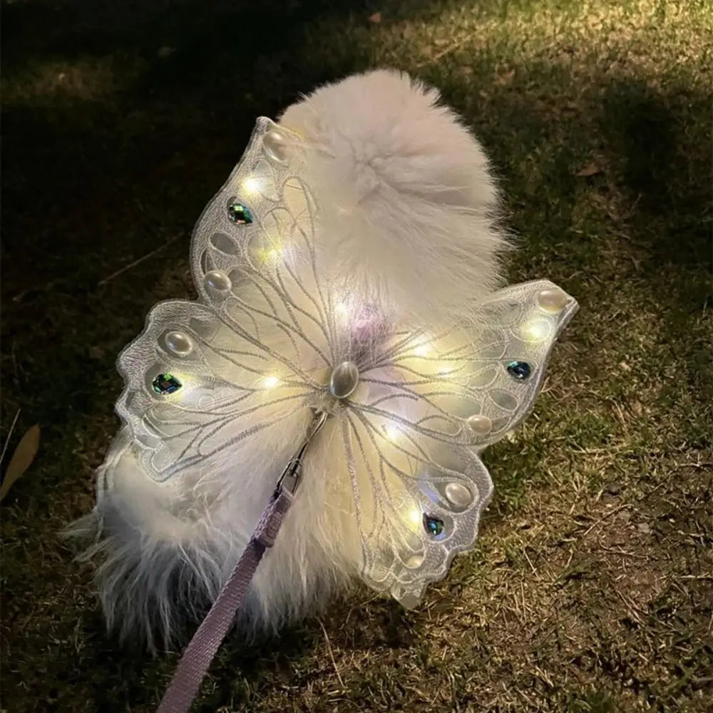 Simpatica farfalla luminosa con ala di cane per decorazione posteriore per animali domestici di piccola taglia e media, regalo dolce per animali domestici