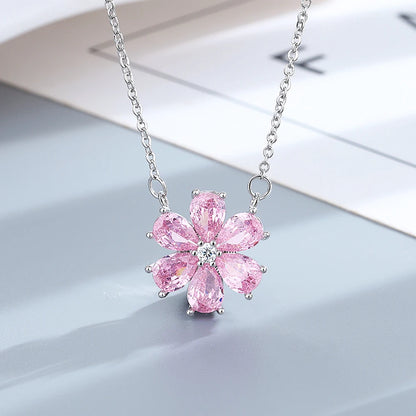 Parure de bijoux pour femmes bague de mariage à la mode zirconium rose cristal fleur pendentif bracelets boucles d'oreilles colliers bagues FCGJHW