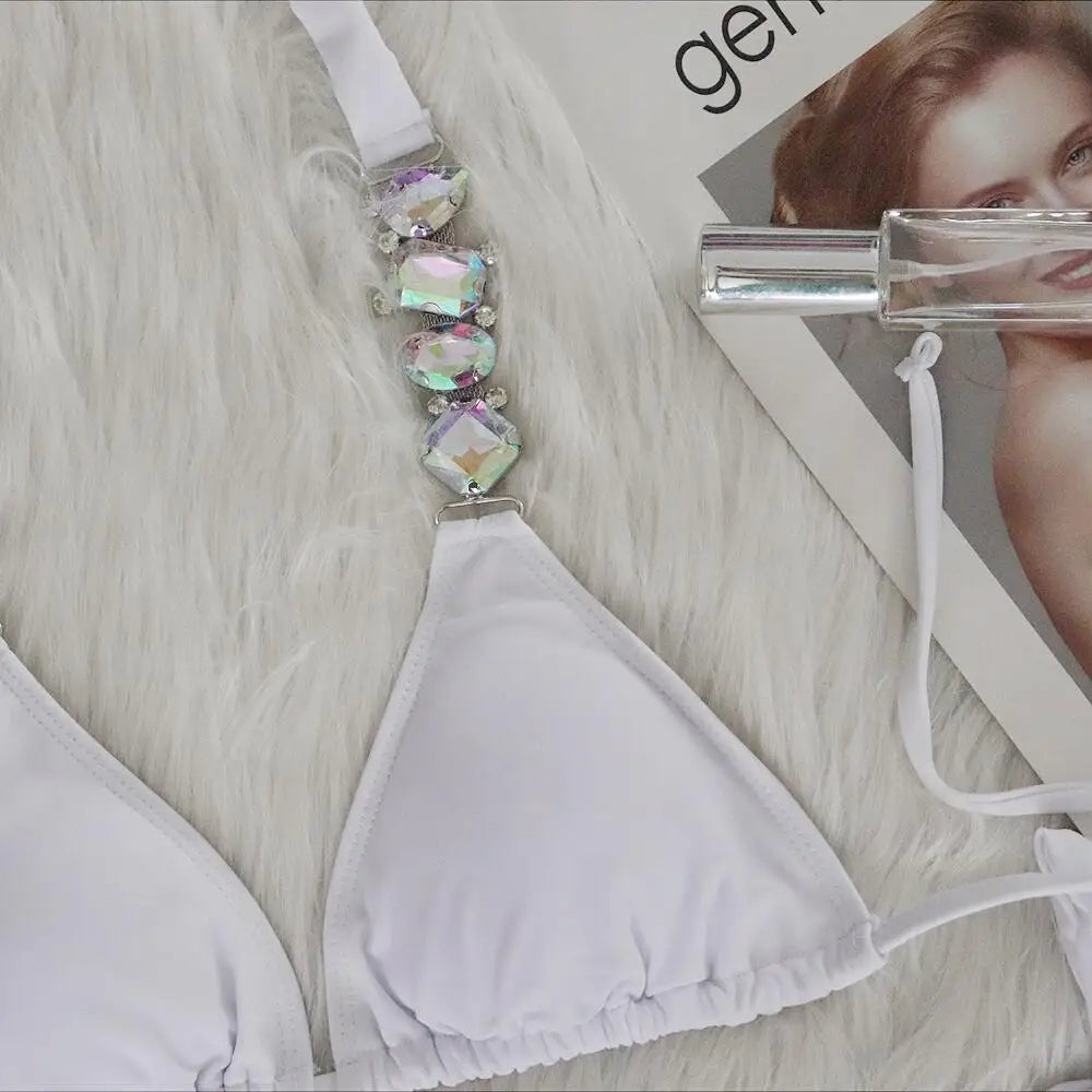Costume da bagno femminile con strass ingioiellati e diamanti Costume da bagno donna Costume da bagno bikini a due pezzi Costume da bagno brasiliano Swim Lady