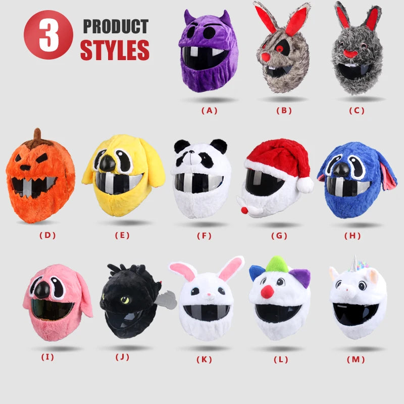 Cappello Decorazione Protezione Copricapo Cartone animato Peluche Set Custodia protettiva a pieno facciale Coniglietto di sicurezza per moto
