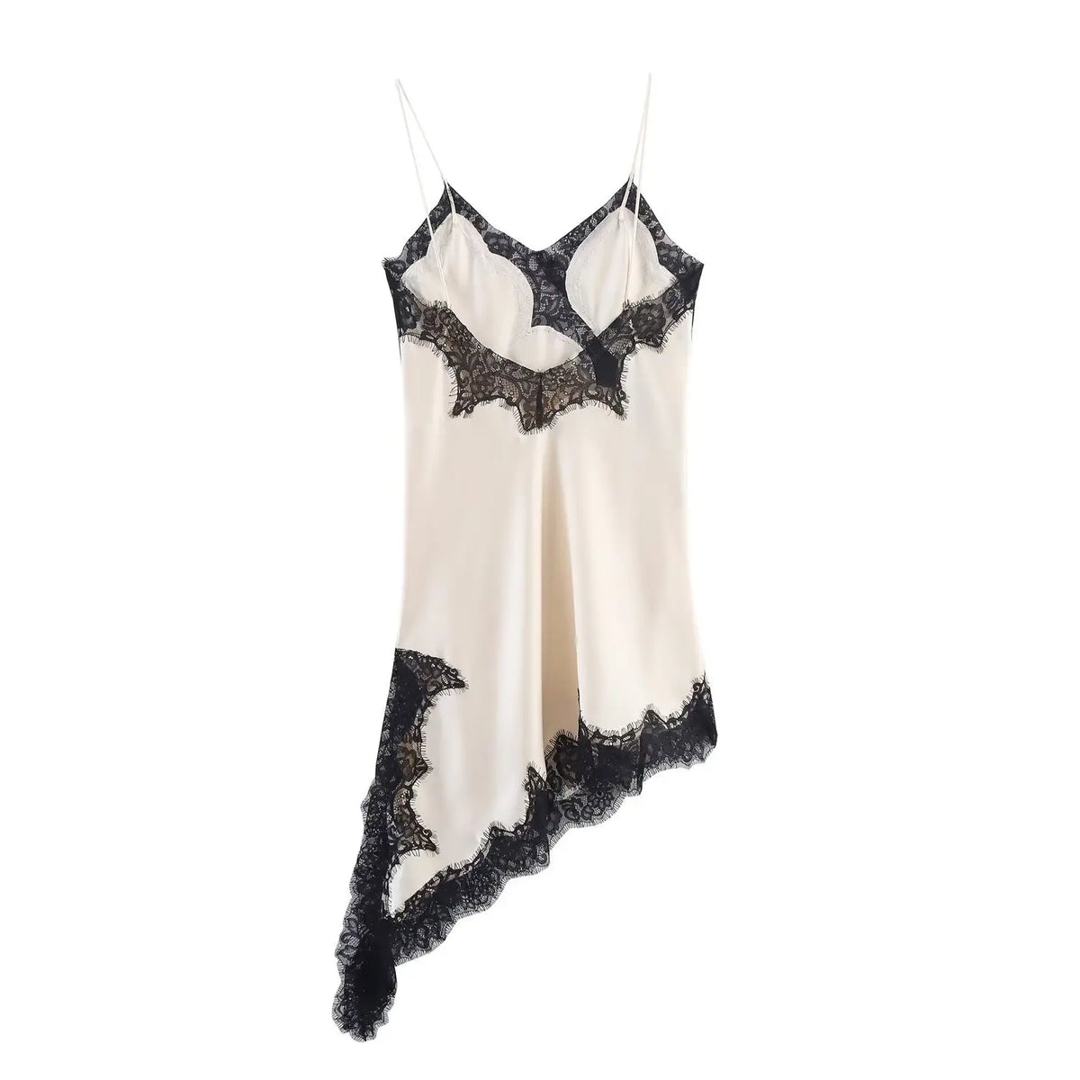 Abito da donna sexy con scollo a V in pizzo, elegante, con collo all'americana e orlo asimmetrico, nuova moda estate 2026, per feste e spiaggia