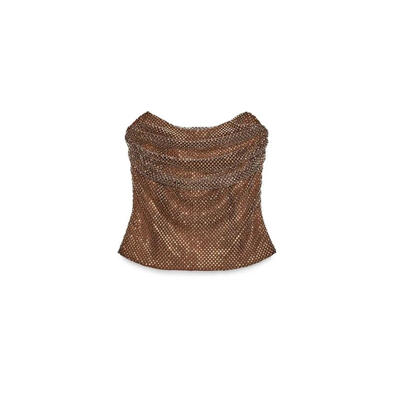 Abito corto senza maniche scintillante da donna con tutti i strass Abiti sexy senza spalline alla moda per donna Estate Nuovo outfit streetwear