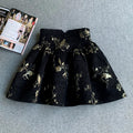 Gonna jacquard oro nero Gonna a trapezio slim fit a vita alta Primavera Estate Nuova gonna corta Gonna da ufficio squisita alla moda