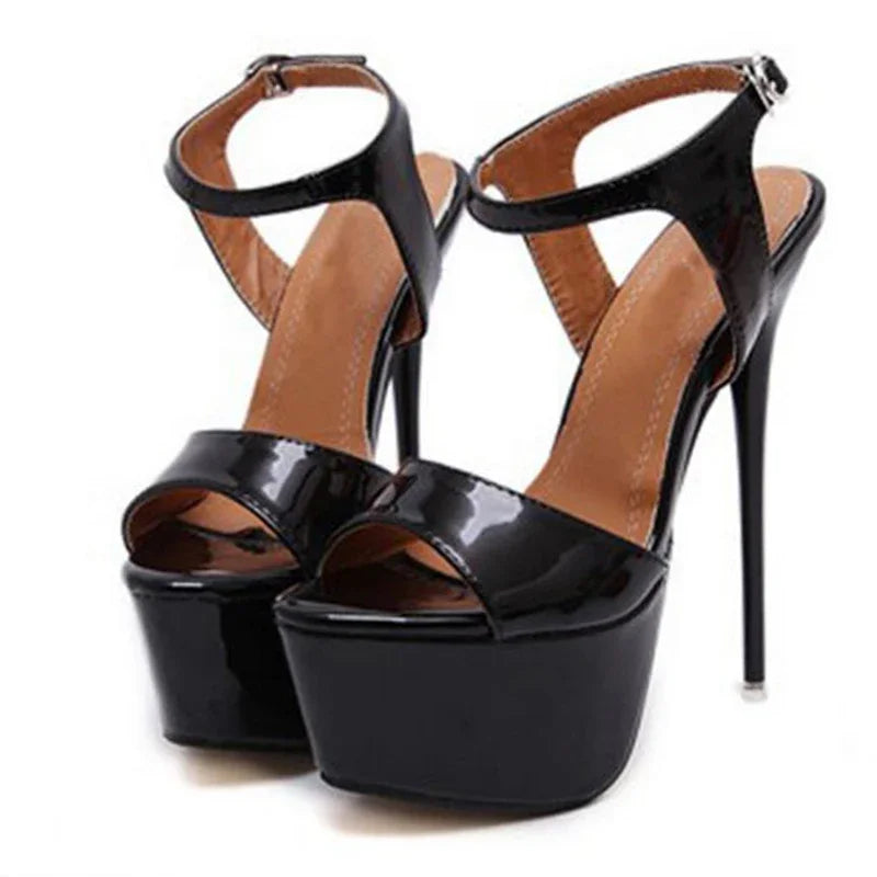 Aneikeh Vendite Calde 2026 Stile Estivo Sexy 16 Centimetri Sandali Delle Donne Tacchi Alti Open Toe Fibbie Discoteca Partito Scarpe Nero Grande Formato 15