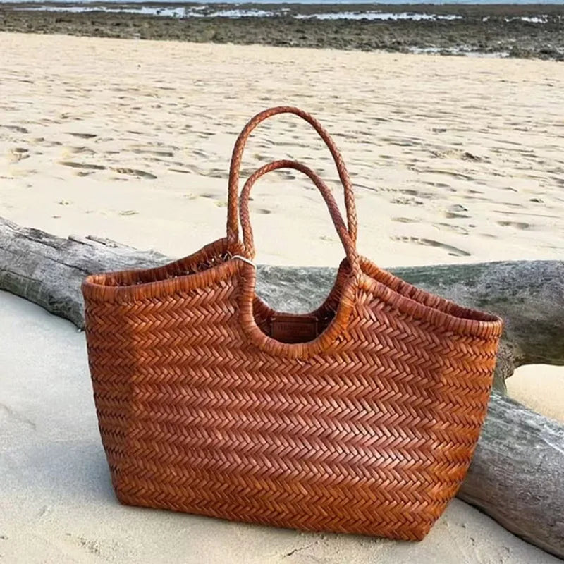 Borsa da donna in paglia intrecciata 2in1 Borsa da ascella in paglia con tracolla regolabile Borsa a tracolla per gnocchi di grande capacità per borsa a secchiello da spiaggia estiva