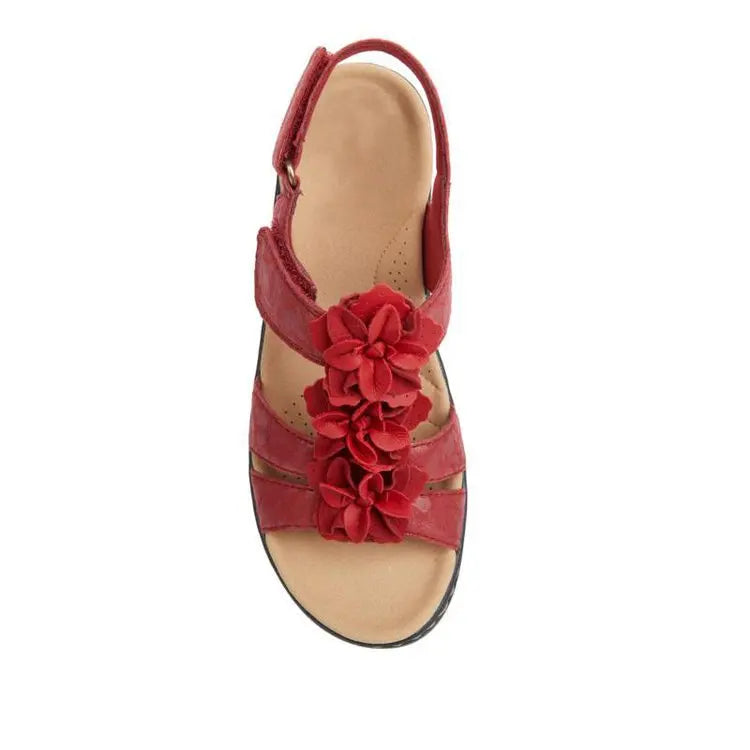 Sandales d'été Femme 2022 Nouvelles Fleurs Compensées Plateforme Orthopédiques Chaussures Rétro Rome Décontractées Confortables Sandales Peep Toe De Mujer
