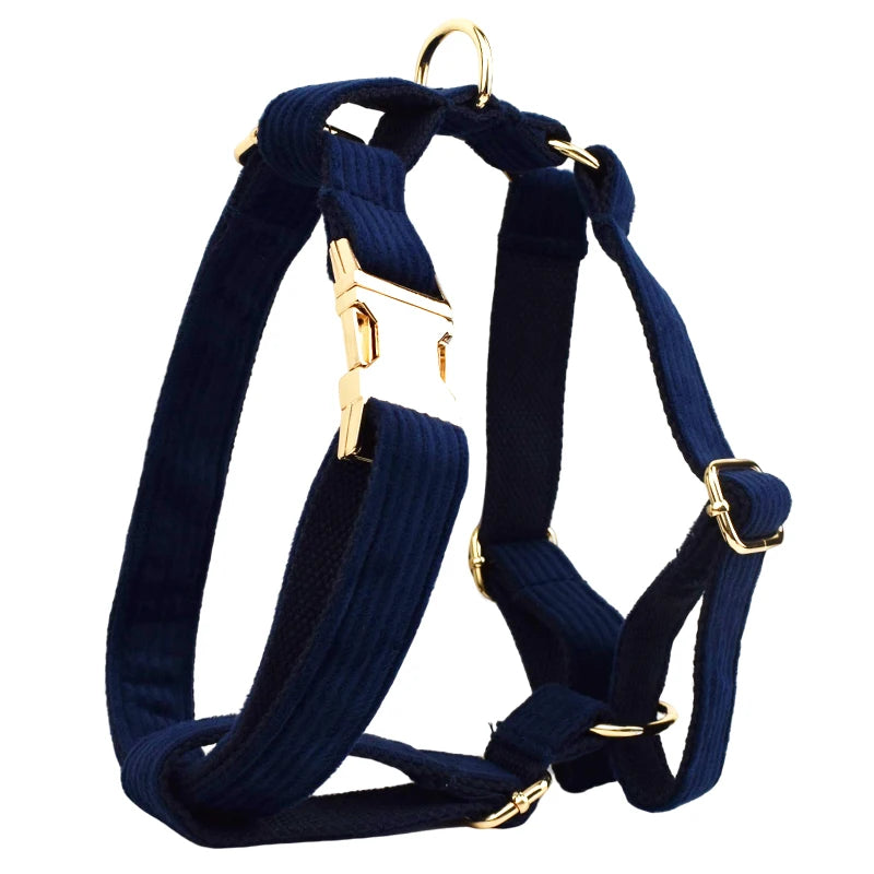 Set di collare e guinzaglio per cani in velluto a coste blu violaceo, con targhetta personalizzata incisa, accessori per animali domestici, guinzaglio per cani in velluto a coste17