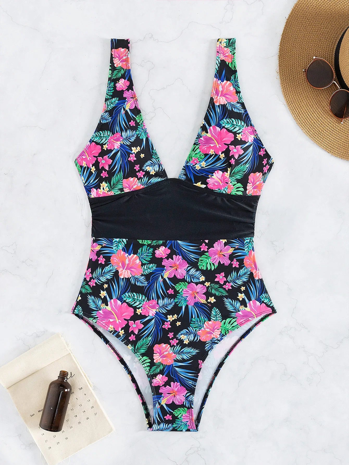 Sexy Backless V-Neck One-Piece Swimsuit 2025 New Print Ladies Bikini Fashionable Sportswear And Bag Accessories from Mainland Ch