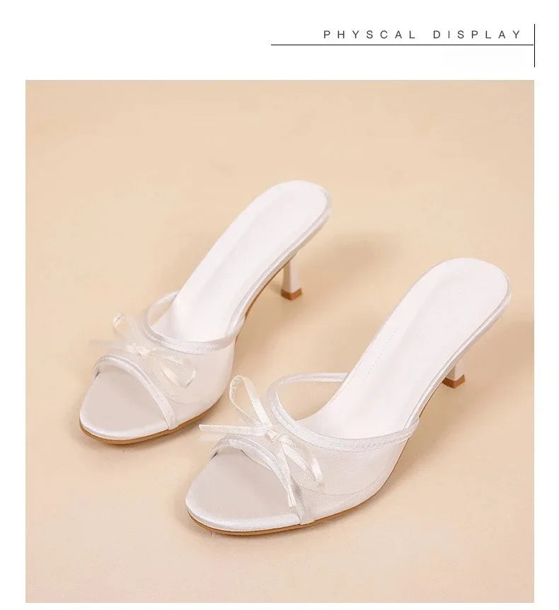 Damen Sommersandalen Elegante Sandalen Damen High Heels Mode Schmetterling Knoten offene Zehen Hausschuhe High Quality Marken Designer Damenschuhe