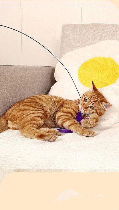 Ventosa Cat Teaser Stick resistente al morso campana di piume giocattoli interattivi per gatti testa di ricambio Kitten Energy Pet Supplies